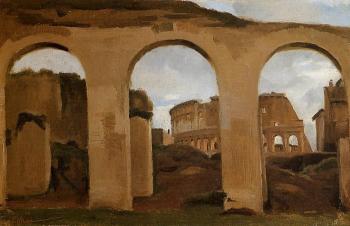 讓 巴蒂斯特 卡米耶 柯羅 Rome - The Coliseum Seen through Arches of the Basilica of Constantine